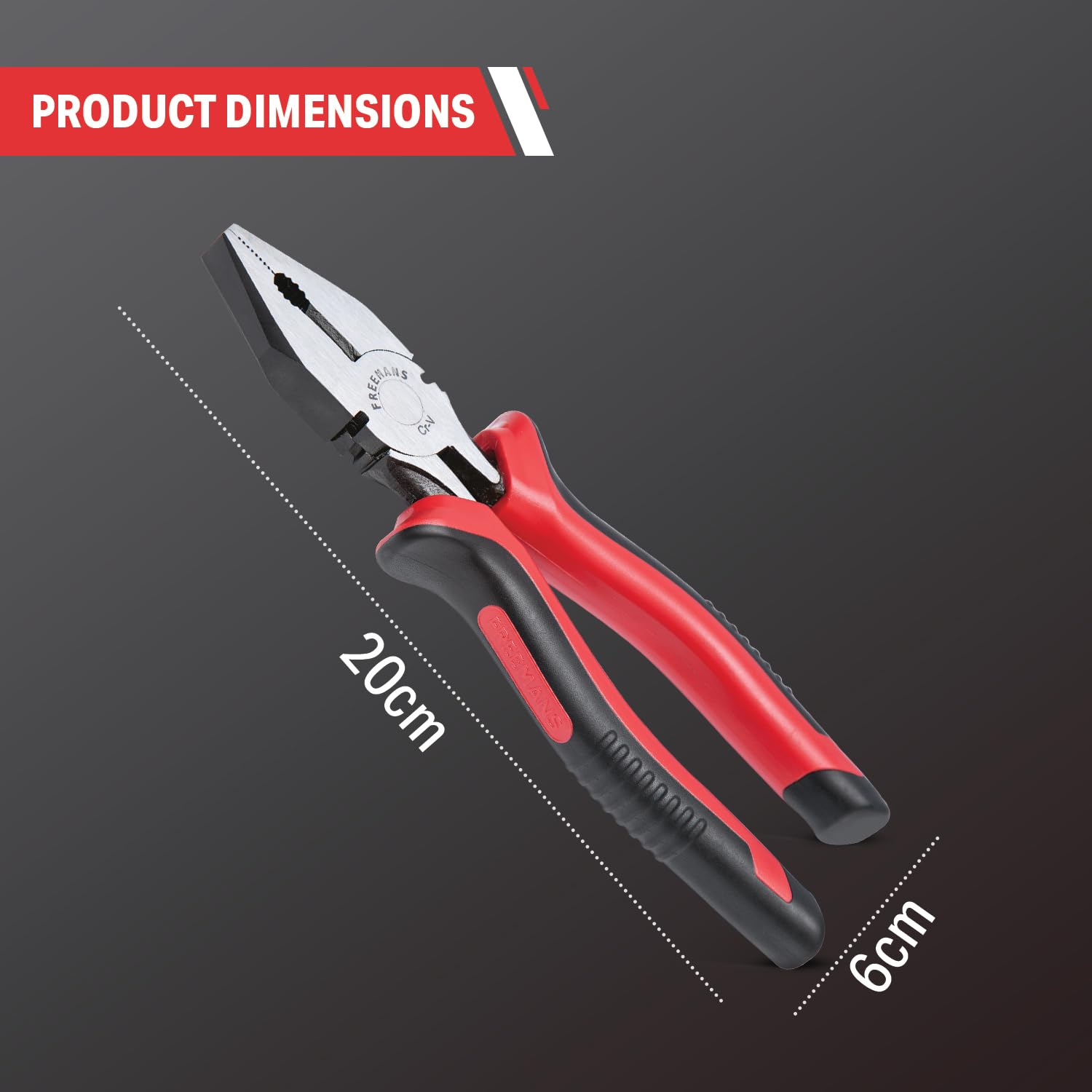 FREEMANS FCP08 Combination Plier with Cellulose Acetate Sleeve for Home DIY & Electrical Applications II Plier for Bending, Holding, Cutting & Pulling etc - 8 Inch