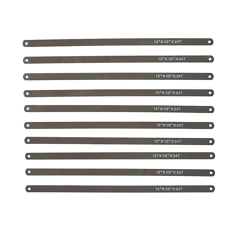 USTAD 300mm Hacksaw Blades for Metal, PVC, Acrylic Cutting, 12" Long 1/2" Wide in size, 24 TPI (Teeth per Inch) Heavy Duty, Flexible Multiple Blades for Zero Tolerance, Precision Cutting Works (10)