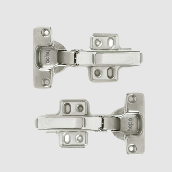 Hepo - Auto Closing Clip-on Soft Close Hinges with Mounting Plate (4 Hole) Pack of 1 (2 Hinges)
