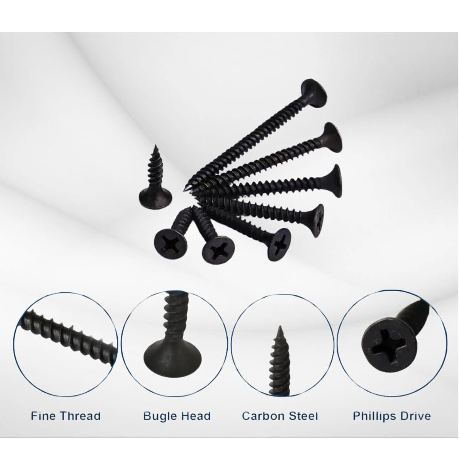 Drywall Black Screw | Self Tapping Phillips Head | For Wood, Plywood, Wall & Furniture