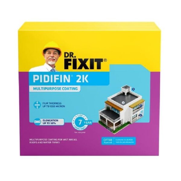 DR FIXIT Pidifin 2K Multipurpose Waterproof Coating, Acrylic Cementitious, 2 Component System, 15 kg, for Wet Areas Roofs and Water Tanks