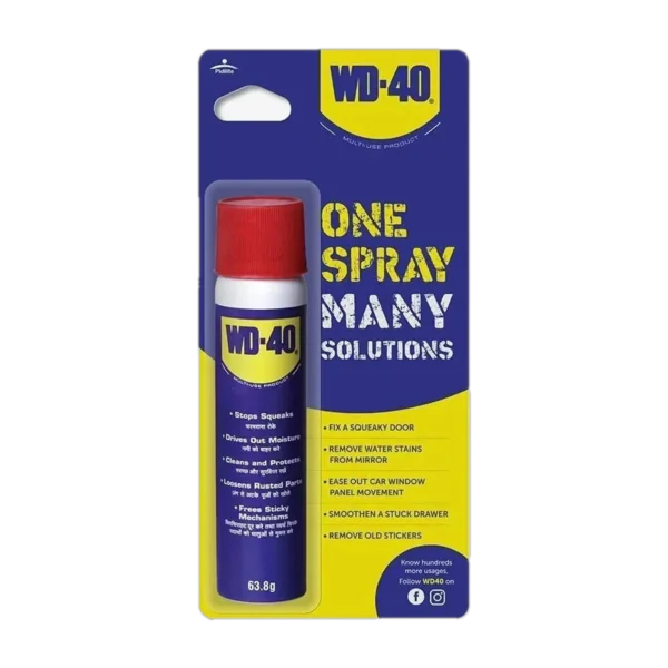 WD-40 Multipurpose Spray, Lubricant, Rust Remover, Cleans Bike Chains, Squeak Noise, Stain Remover, Cleaning Agent, 170g
