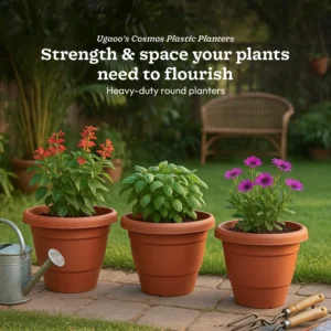 Cosmos Plastic Pot | UV-stable, weatherproof build | Eco-friendly, recyclable plastic.